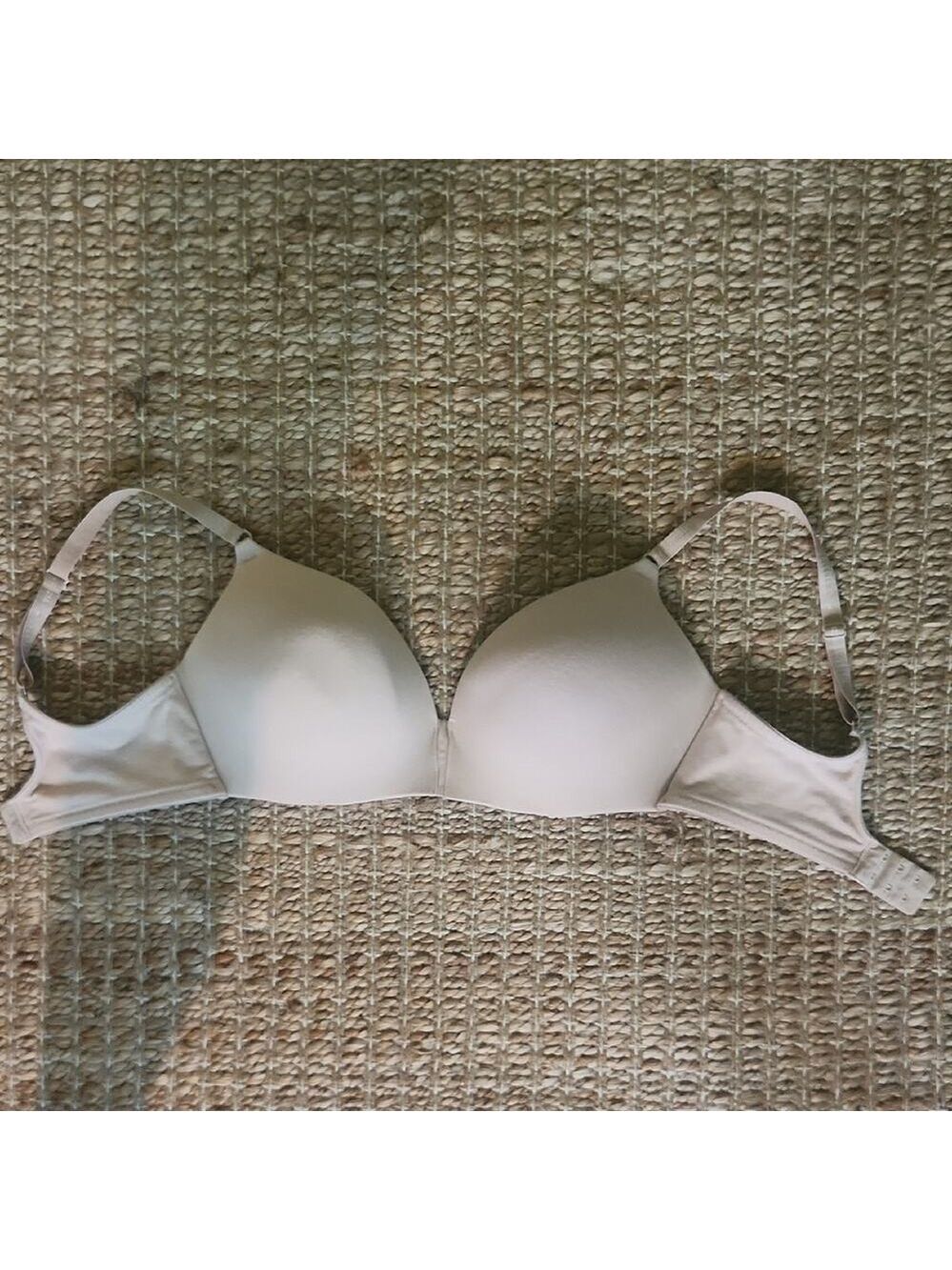 Cream T-Shirt Bra with Invisible Padded Underwire and Adjustable Straps